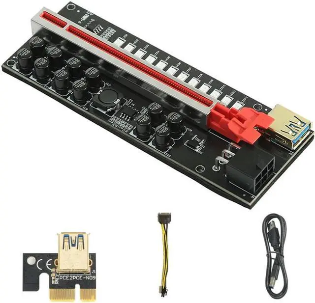 Alt view image 4 of 4 - PCIE Riser 1x to 16x Graphic Extension for GPU Mining Powered Riser Adapter Card     PCIE Riser 1x to 16x Graphic Extension for GPU Mining Powered Riser Adapter Card