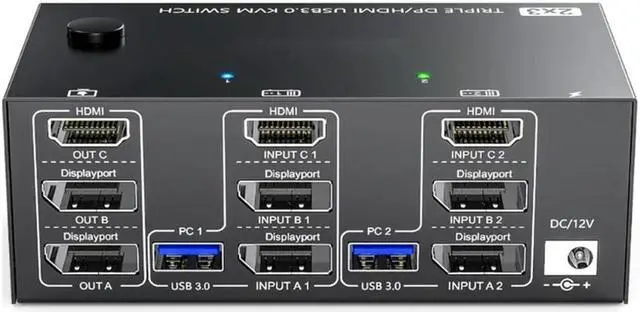Alt view image 3 of 4 - ruth's sister Efficient Workspaces KVM Switcher, Connecting 2 Computers To 3 Monitors, USB3.0 Hubs, 8K@60Hz And 4K@60Hz Compatible