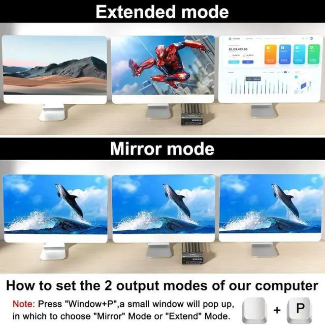 Main image of ruth's sister Efficient Workspaces KVM Switcher, Connecting 2 Computers To 3 Monitors, USB3.0 Hubs, 8K@60Hz And 4K@60Hz Compatible