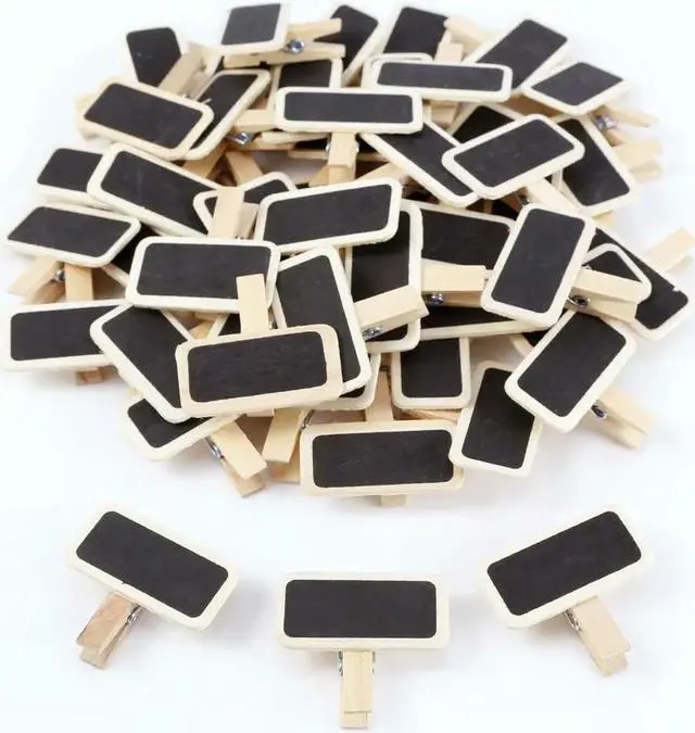 Main image of Ruth's sister 50 Mini blackboard wood message slate rectangle clip clip panel card memos label brand price place number table