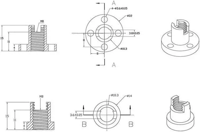 Alt view image 3 of 4 - Ruth's sister T8 Anti Backlash Spring Loaded Nut Pitch 2Mm Lead 8Mm Elimination Space Nut For 8Mm Acme Threaded Rod Lead Screws DIY
