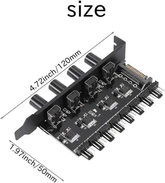 Alt view image 3 of 4 - Ruth's sister Pc 8 Channels Fan Hub 4 Knob Cooling Fan Speed Controller For Cpu Case Hdd Vga Pwm Fan Pci Bracket Power By 12V Fan Control