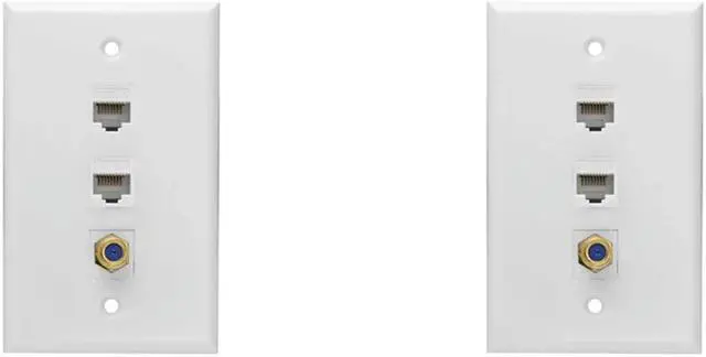 Main image of Ruth's sister 2X Ethernet Coax Wall Plate,2 Port Cat6 RJ45 Keystone And 1 Port F Type Connector Keystone Female To Female Wall Plate