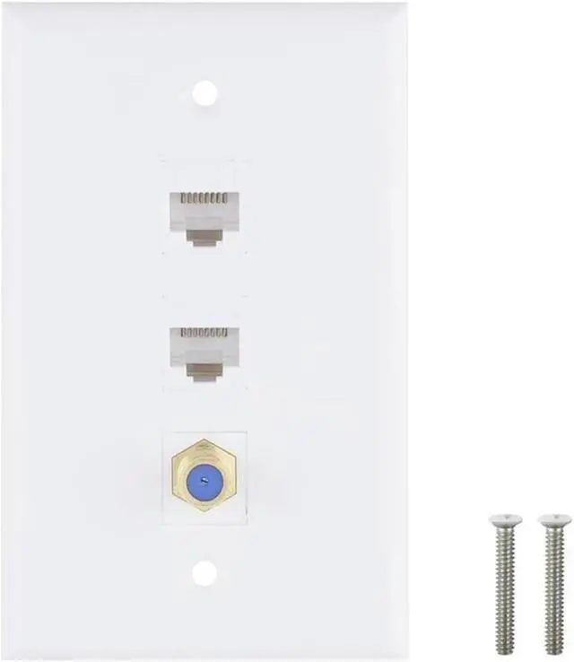 Alt view image 3 of 4 - Ruth's sister 2X Ethernet Coax Wall Plate,2 Port Cat6 RJ45 Keystone And 1 Port F Type Connector Keystone Female To Female Wall Plate