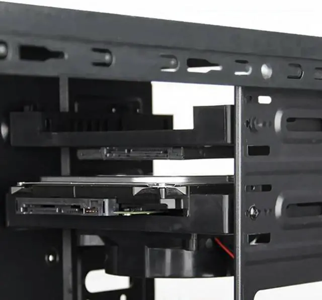 Alt view image 4 of 4 - Ruth's sister 3X 5.25 Optical Drive Position 2.5 Inch To 3.5 Inch SSD 8CM Fan HDD Adapter Tray Dock Hard Drive Holder For PC Enclosure