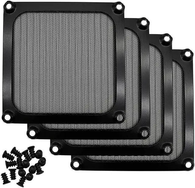 Main image of Ruth's sister 90Mm Desktop Computer Fan Filter Grills With Screws, Aluminum Frame Ultra Fine Stainelss Steel Mesh - 4 Pack (Black)