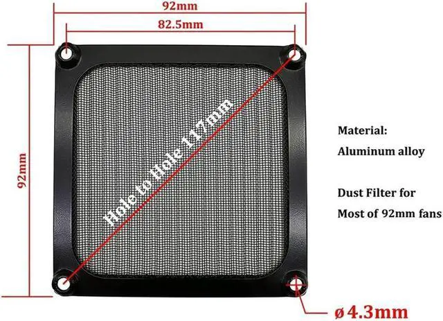 Alt view image 2 of 4 - Ruth's sister 90Mm Desktop Computer Fan Filter Grills With Screws, Aluminum Frame Ultra Fine Stainelss Steel Mesh - 4 Pack (Black)