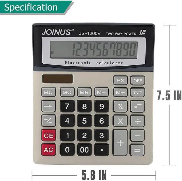 Alt view image 4 of 4 - Ruth's sister Calculator, 12-Digit Solar Office Desk Calculator With Large LCD Display, Dual Power Desktop Calculators