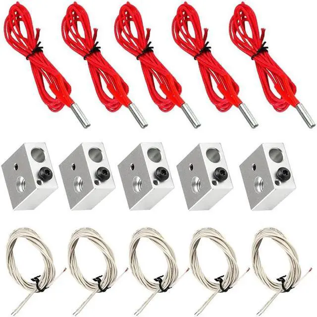 Main image of Ruth's sister 5Pcs Aluminum Heater Block For MK7 / MK8 3D Printer NTC 3950 100K Thermistor 12V 40W 620 Ceramic Cartridge Heater