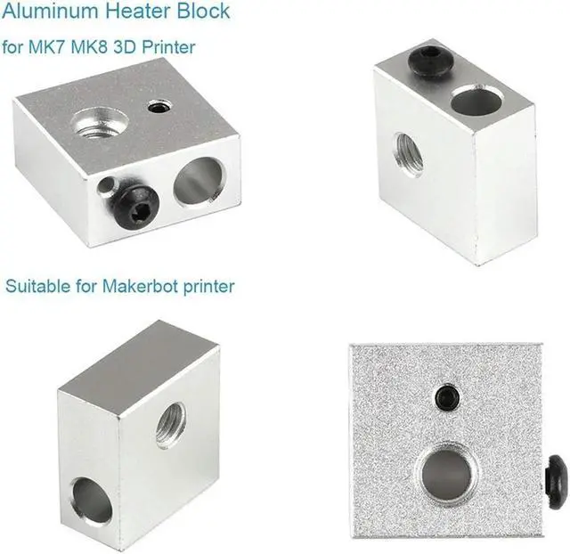 Alt view image 3 of 4 - Ruth's sister 5Pcs Aluminum Heater Block For MK7 / MK8 3D Printer NTC 3950 100K Thermistor 12V 40W 620 Ceramic Cartridge Heater