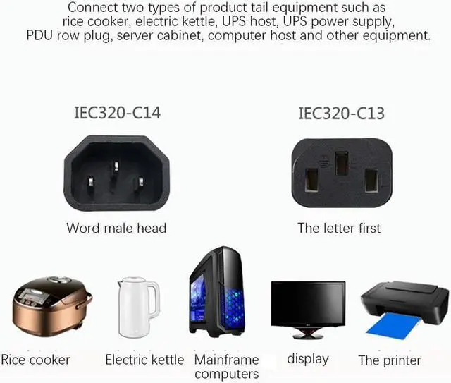 Alt view image 3 of 3 - Ruth's sister Power Extension Cord, One-Point Four-Pin Bifurcated Cord C14 To 4XC13 Power Cord For Ups Host, Pdu Power Strip