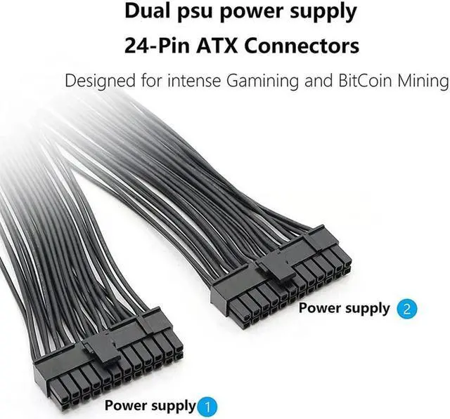 Alt view image 3 of 4 - Ruth's sister 3X Dual PSU Power Supply 24-Pin ATX Motherboard Splitter Cable,24Pin(20+4) For ATX Motherboard Extension Cable