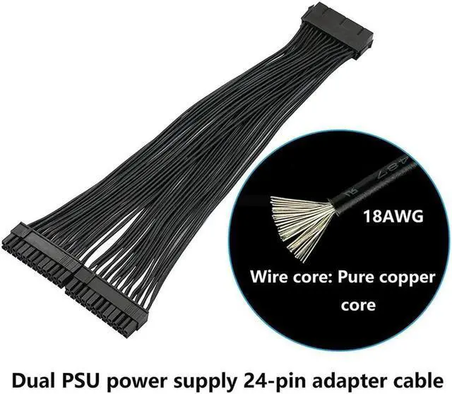 Alt view image 2 of 4 - Ruth's sister 3X Dual PSU Power Supply 24-Pin ATX Motherboard Splitter Cable,24Pin(20+4) For ATX Motherboard Extension Cable