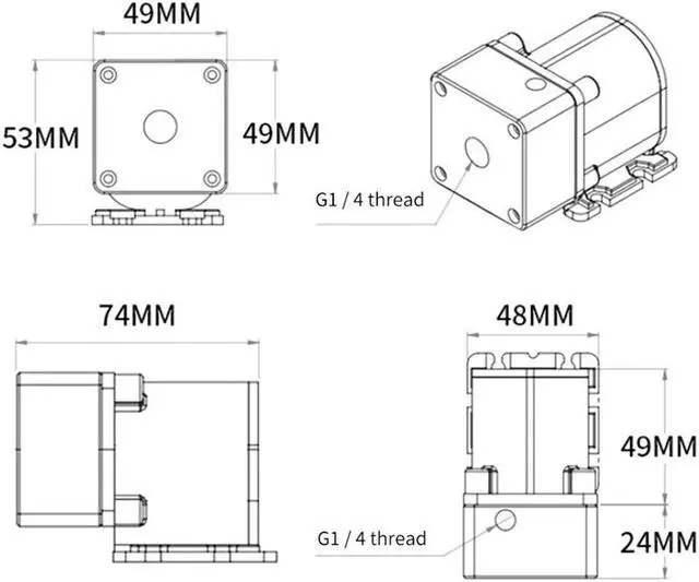 Alt view image 4 of 4 - Ruth's sister CPU Water Cooling Pump, 12V Low Noise Desktop PC Liquid Cooling Systems DIY Suitable For Water Cooling