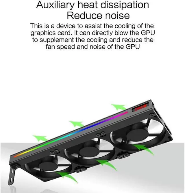 Alt view image 3 of 4 - Ruth's sister Universal GPU Cooling Fan 3X90mm ARGB Sync Lighting 5V Addressable RGB Silent Chassis PCI Graphics Card Cooler Fan