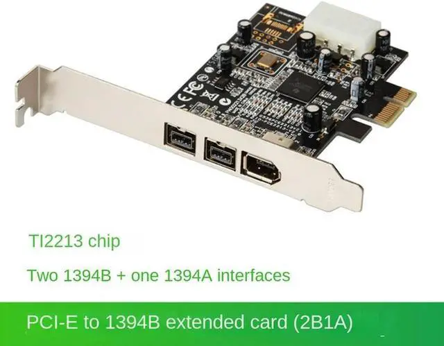 Alt view image 3 of 4 - Ruth's sister PCI Express 3 Port Video Capture Card Firewire 1394B & 1394A Pcie 1.1 X1 Card TI XIO2213B Chipset