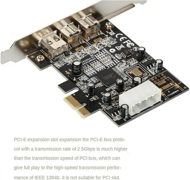 Alt view image 2 of 4 - Ruth's sister PCI Express 3 Port Video Capture Card Firewire 1394B & 1394A Pcie 1.1 X1 Card TI XIO2213B Chipset