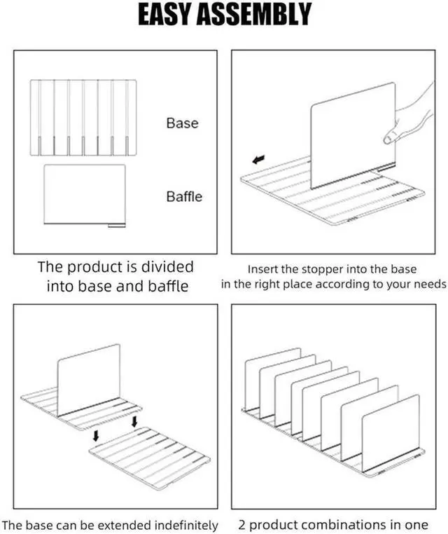 Alt view image 4 of 4 - Ruth's sister Acrylic Desktop File Sorter Organizer, 4 Compartments Mail Organizers For Desk, For Desktop, Shelf, Office,Organizer