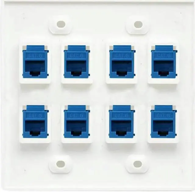 Main image of Ruth's sister 3X Ethernet Wall Plate 8 Port - Double Gang Cat6 RJ45 Keystone Jack Network Cable Faceplate Female To Female - Blue
