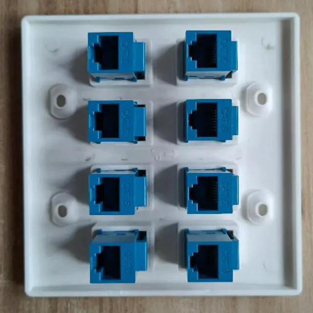 Alt view image 2 of 4 - Ruth's sister 3X Ethernet Wall Plate 8 Port - Double Gang Cat6 RJ45 Keystone Jack Network Cable Faceplate Female To Female - Blue