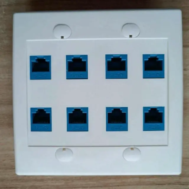 Alt view image 4 of 4 - Ruth's sister 3X Ethernet Wall Plate 8 Port - Double Gang Cat6 RJ45 Keystone Jack Network Cable Faceplate Female To Female - Blue