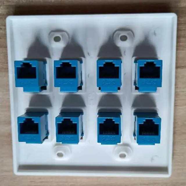 Alt view image 3 of 4 - Ruth's sister 3X Ethernet Wall Plate 8 Port - Double Gang Cat6 RJ45 Keystone Jack Network Cable Faceplate Female To Female - Blue