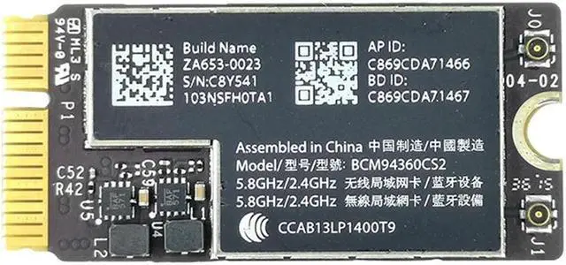 Alt view image 4 of 4 - Ruth's sister BCM94360CS2 Wireless-AC  Bluetooth BT 4.0 Airport 802.11Ac Card With MINI PCI-E Adapter