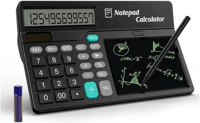 Main image of Ruth's sister Calculator LCD Writing Tablet, 12-Digit Large Display Desk Calculator With Magnetic Stylus, Solar And Supported Durable