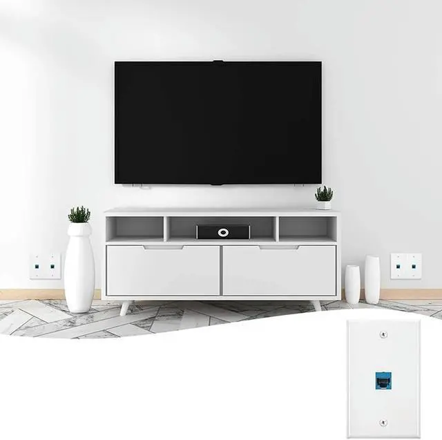Alt view image 2 of 4 - Ruth's sister 24X Cat6 Ethernet Wall Plate Outlet 1 Port RJ45 Network Female To Female Keystone Wall Coupler Jack Plate White & Blue