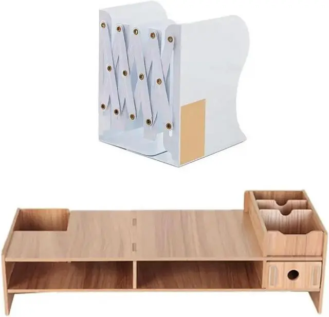 Main image of Ruth's sister 1Pcs Desktop Monitor Stand Computer Screen Riser & 1Pcs Telescopic Folding Bookshelf Metal Appearance Bookshelf