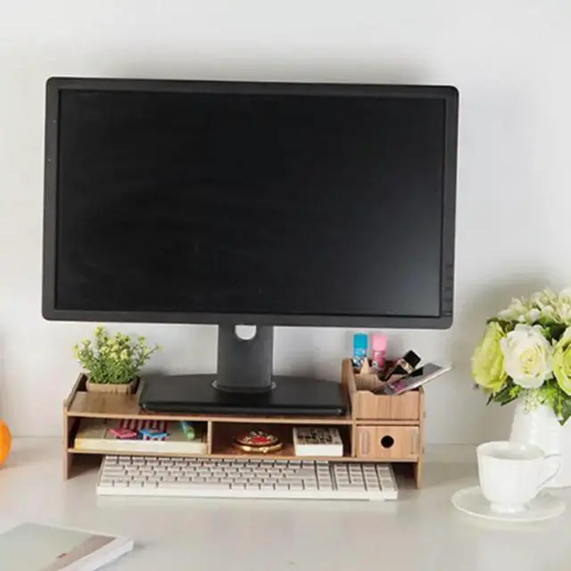 Alt view image 3 of 4 - Ruth's sister 1Pcs Desktop Monitor Stand Computer Screen Riser & 1Pcs Telescopic Folding Bookshelf Metal Appearance Bookshelf