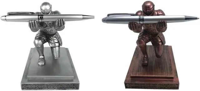 Main image of Ruth's sister 2X Creative Desktop Storage Soldier Knight Pen Stand Holder Support Pen Seat Desk Armor Hero Stand Silver & Wine Red