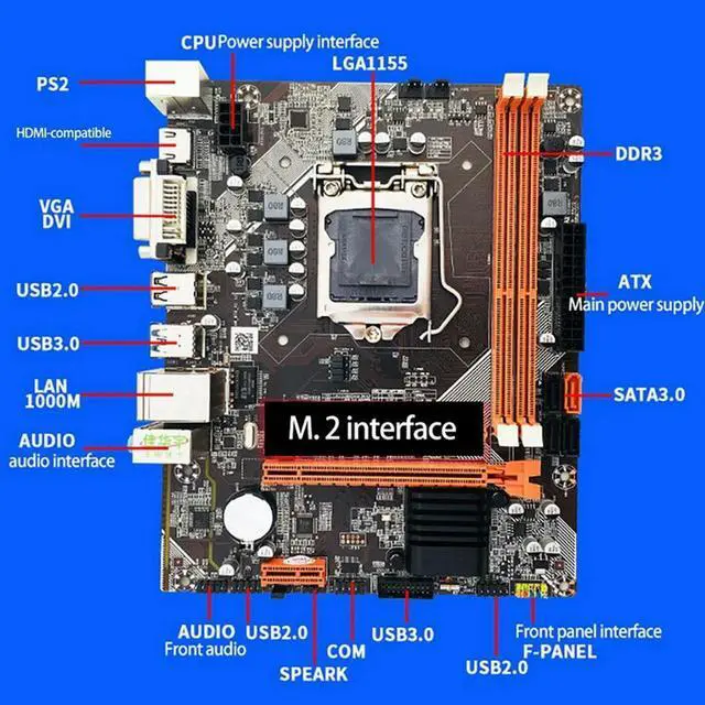 Alt view image 4 of 4 - Ruth's sister Computer Motherboard B75 LGA 1155 M.2 NVME USB 3.0 SATA III Mainboard With Core I3 2100/2120 CPU 4GB 1600Mhz DDR3 Memory