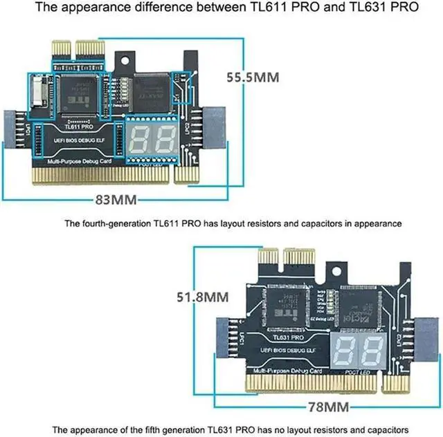Alt view image 2 of 4 - Ruth's sister 2X TL631 Pro Multifunction Desktop Laptop LPC-DEBUG Post Card PCI PCI-E Mini PCI-E Motherboard Diagnostic Analyzer,A