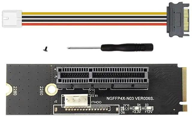 Main image of NGFF M.2 to PCI-E 4X X1 Riser Card M2 NVME to PCIe X4 with LED Voltage Indicator for GPU BTC Mining-AB01