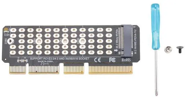 Main image of M2 NVMe Adapter Card M2 SSD NVME to PCIE 4.0 X4 Riser Card Hard Drive Adapter Supports MKEY Adapter for 1U Server-AB01