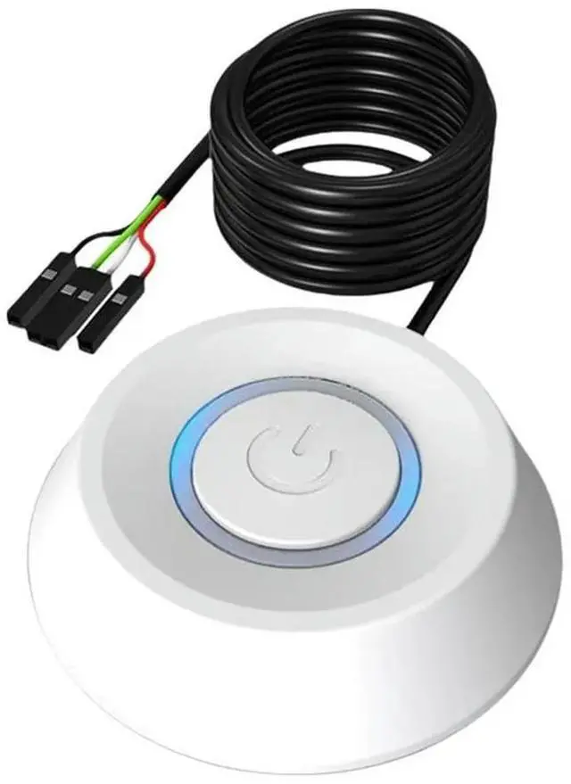 Main image of Computer Desktop Switch 1.8m PC Motherboard External Start Power LED Light Button Extension Cable Round Startup Switch B-AB01
