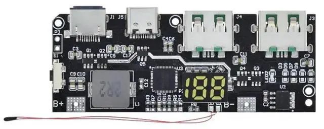 Main image of QC4.0 QC3.0 LED Dual USB 5V 4.5A 22.5W Micro/Type-C USB Mobile Power Bank Charging Module Temperature Protection,A-AB01