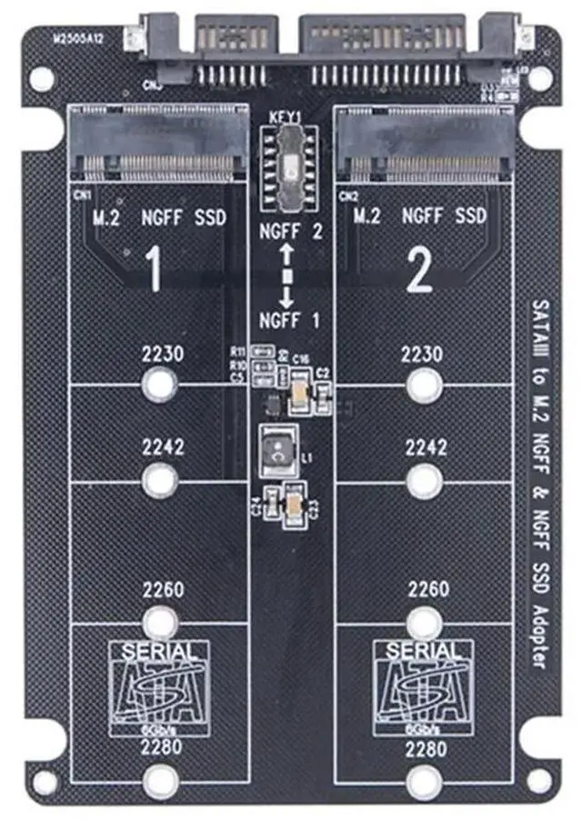 Main image of Dual NGFF to SATA Adapter 2 Port M.2 SATA SSD B Key to SATA3.0 6Gbps Converter for 2230 2242 2260 2280 M2 SSD for PC-AB01