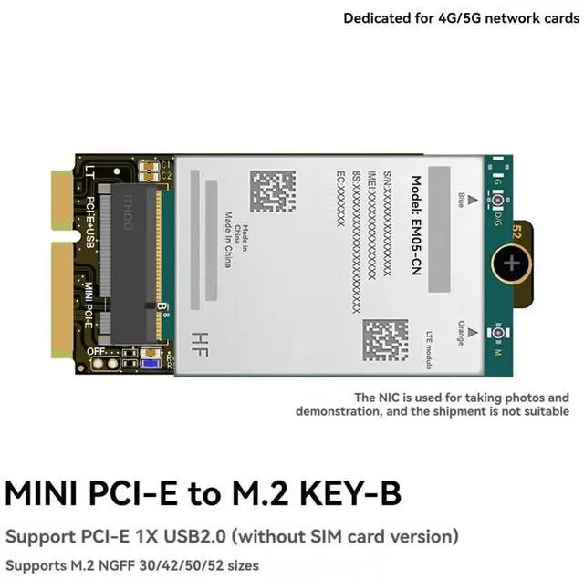 Main image of Adapter Card MPCIE to KEY-B Expansion Slot MINIPCI-E to M.2 NGFF NIC Adapter Card WIFI Interface to M Adapter Card B-AB01
