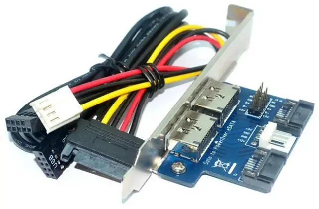 Main image of Desktop Computer Dual Port SATA to Power ESATA ESATAp 9Pin to USB 2.0 Converter Expansion Rear Bracket Card-AB01