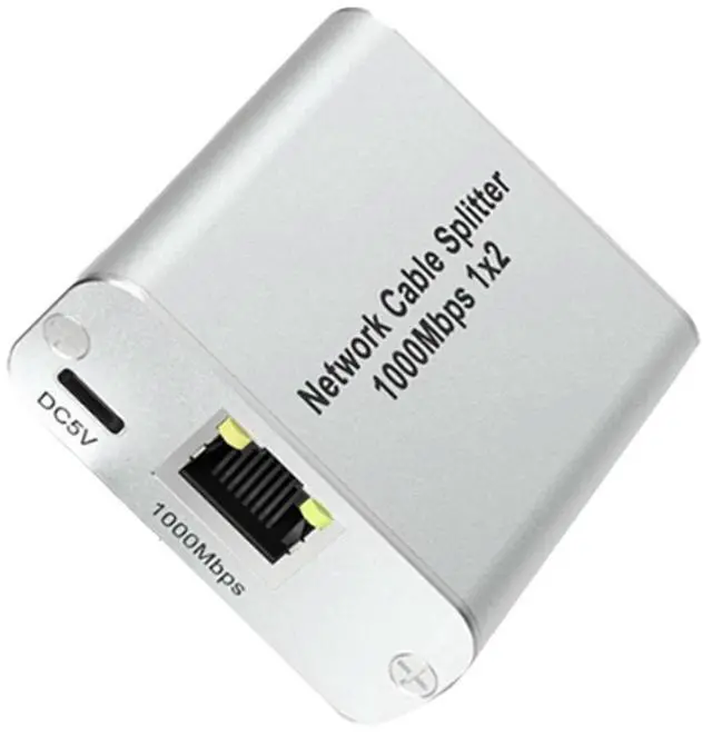 Main image of Ethernet Splitter 1 to 2 High Speed Gigabit Ethernet Switch 2 Port Internet RJ45 LAN Splitter for Cat5/6/7/8 Cable-AB01