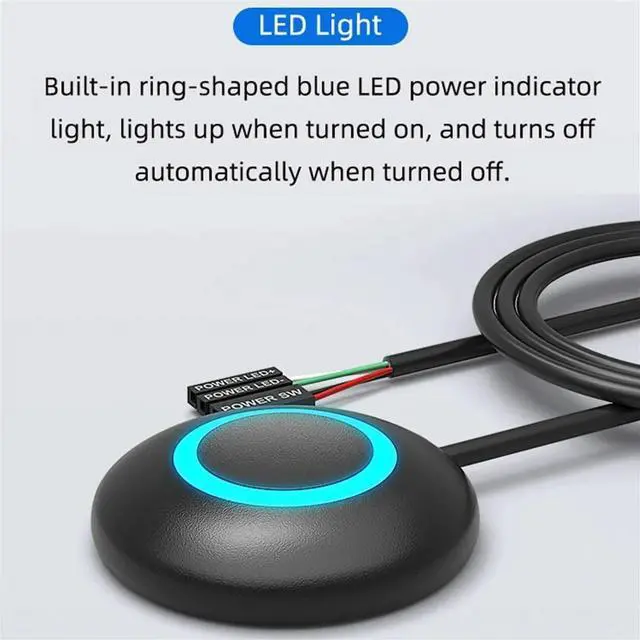 Main image of Computer Desktop Switch PC Motherboard Power Extension Cable Switch External Power Switch Desktop Button Switch Black-AB01