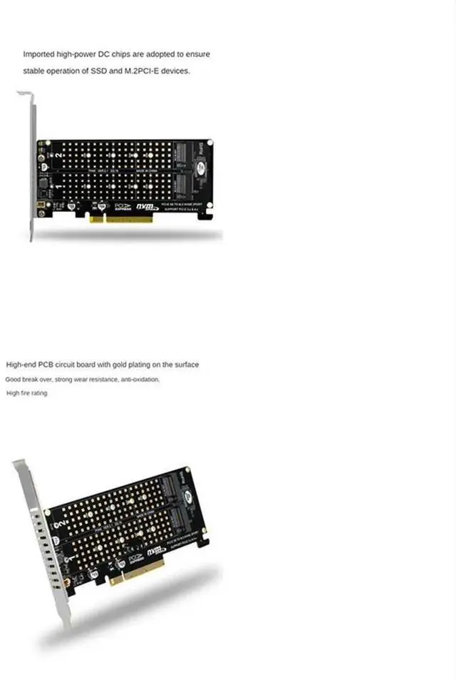 Main image of PCI-E X8 Double Disk Card NVME M.2 M KEY SSD Expansion Adapter Extended Dual NVME PCI-E X8 Split Card-AB01