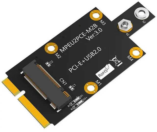 Main image of Mini M.2 Key B to PCI-E Adapter with Dual NANO SIM Card Slot for 3G/4G/5G Module-AB01