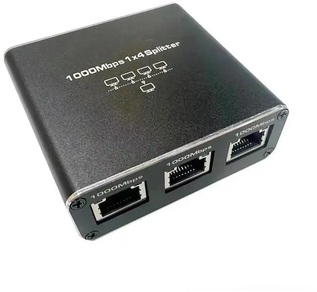 Main image of Gigabit Ethernet Splitter 1 in 4 Out 1000Mbps Internet Cable Splitter 1 to 4 RJ45 Network Splitter for Cat5/6/7-AB01