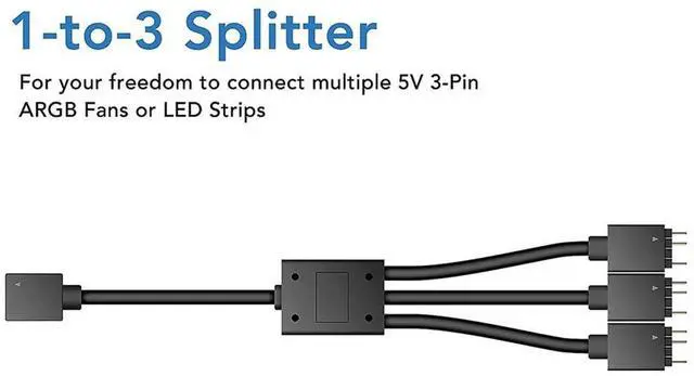 Main image of 5V/3pin ADD-RGB to 12V/4PIN Adapter with 3-Way Splitter 5V ARGB to 12V RGB Converter Sync with Motherboard-AB01