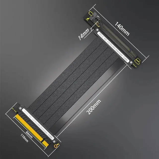 Main image of PCIE 4.0 Extension Cable, 16x Shielded High Speed GPU Riser Cable with PCI Express Port GPU Extension Card, 20cm 90°-AB01