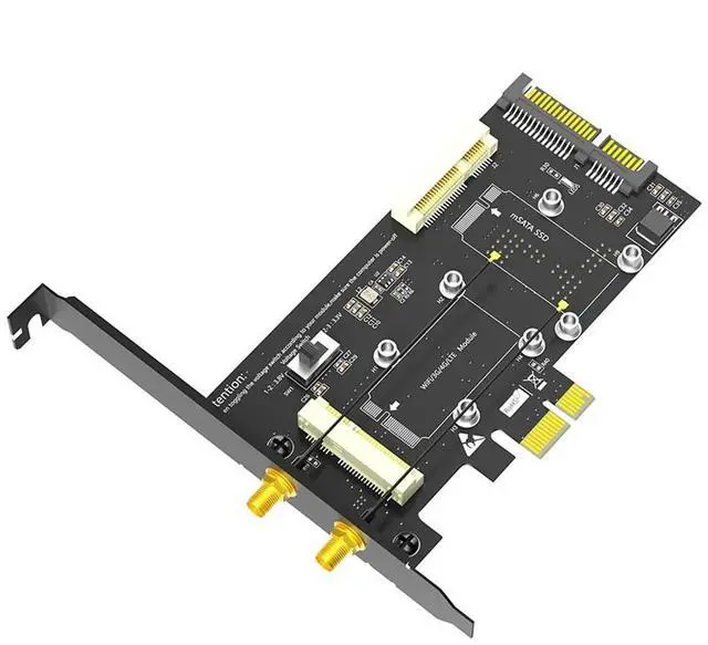 Main image of 2In1 Combo Mini PCIE to PCI-E 1X Adapter and MSATA to SATA3 Adapter with SIM Card Slot for WiFi/ 3G/4G/LTE/ Msata SSD-AB01