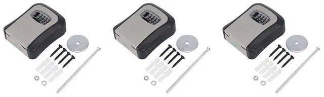 Main image of 3X Key Lock Box Wall Mounted Aluminum Alloy Key Safe Box 4 Digit Combination Key Storage Lock Box Indoor Outdoor